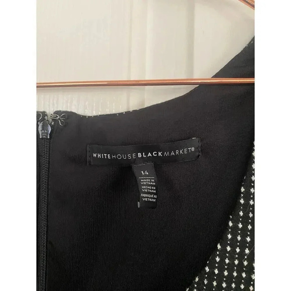 White House Black Market Black Sleeveless Polka Dot A-Line Dress Size 14 - Picture 4 of 6